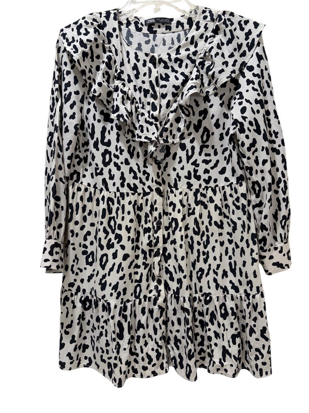3 for $25 SALE 😎 ZARA Black & Cream Leopard Print Button-Front Blouse